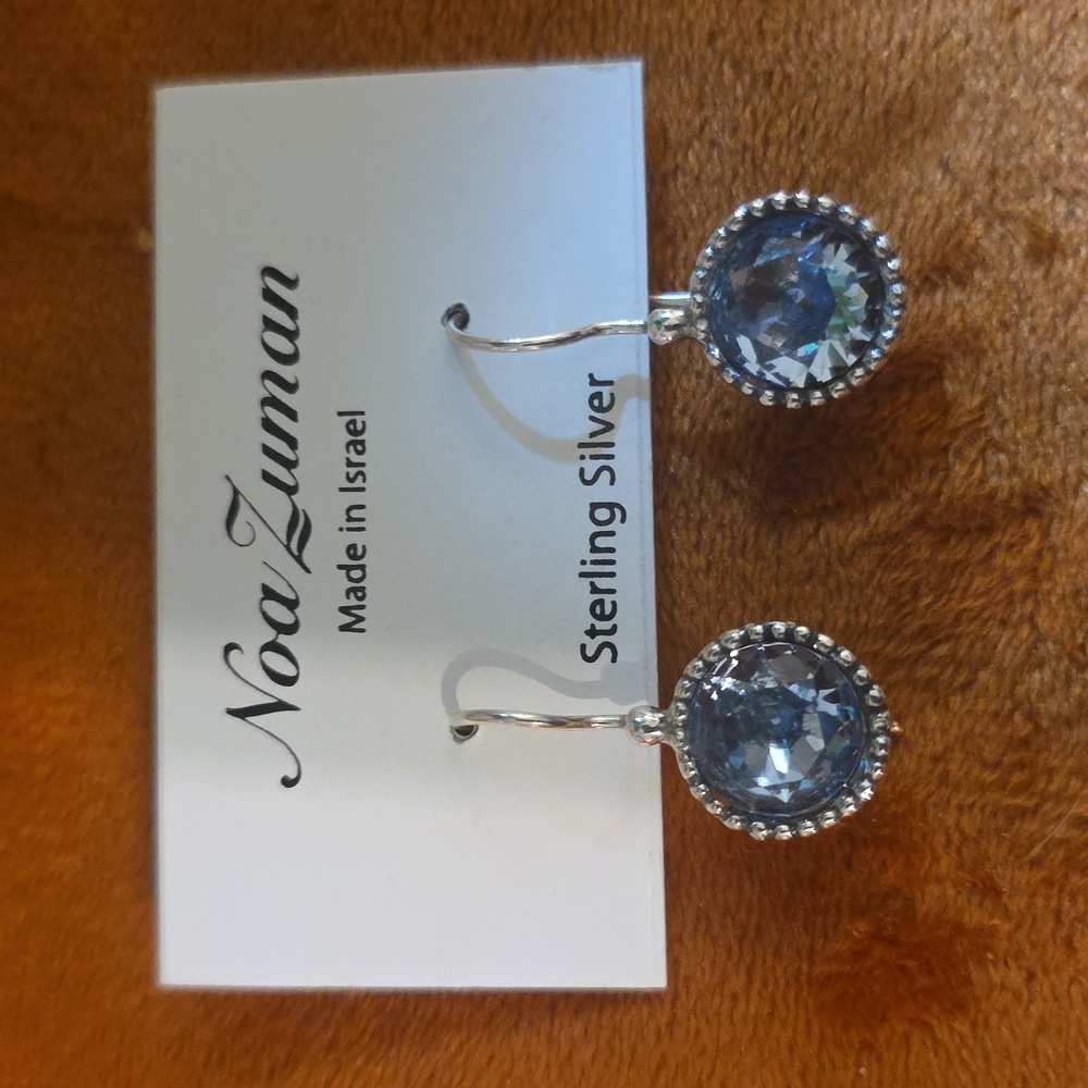 NOA ZUMAN 925 Silver Blue Crystal Earrings - Picture 6 of 6